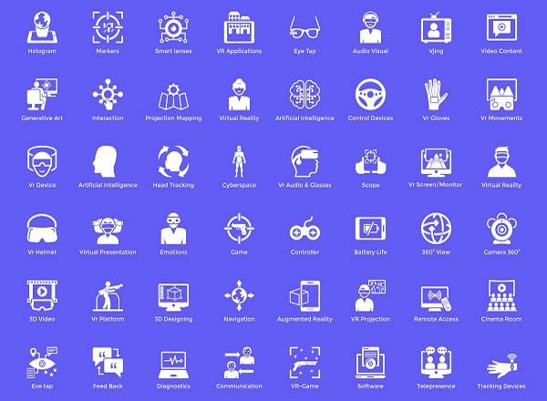 “虚拟现实”VR相关特色图标