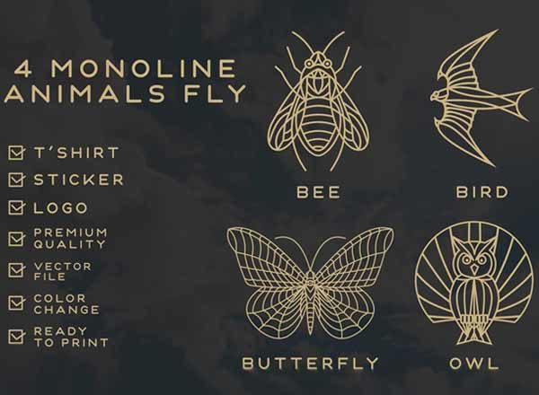 飞行昆虫动物矢量图标设计素材下载[psd,ai,cdr,eps,png]