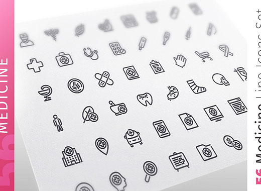 56款医疗行业线形矢量高清实用图标精选[ai,eps,png,svg,jpg]