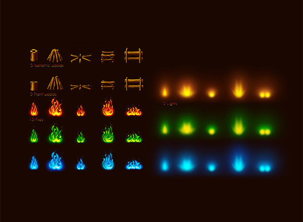 露营火堆图标系列套装精选 Camp Fire Maker