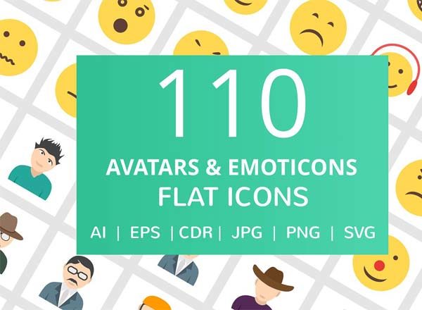 110个半身及表情符号特色扁平化图标