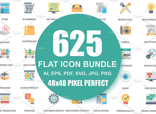 625个平面商业化图标合集下载[eps,ai,png,svg,pdf]