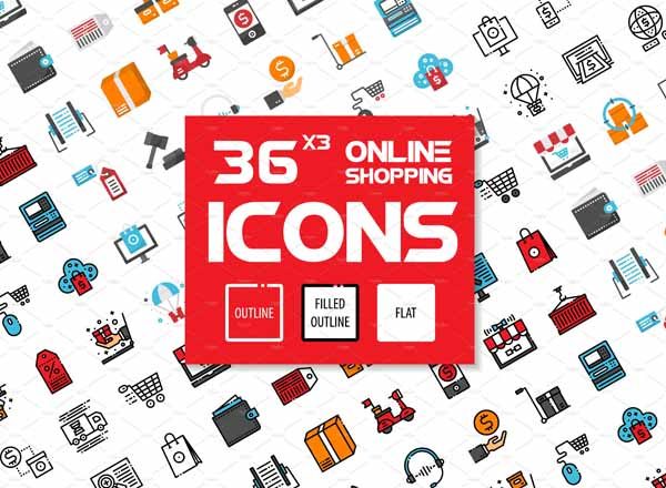 108枚网购主题矢量图标素材打包下载[EPS, SVG,AI,JPG ]