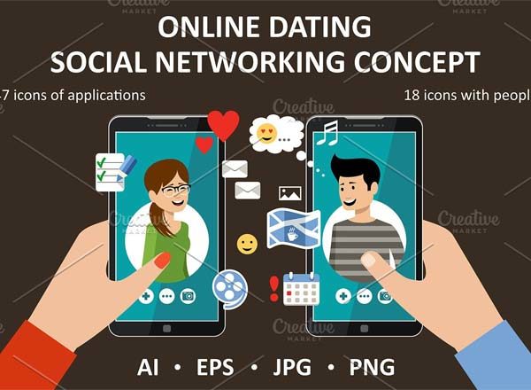 在线约会的概念图标与图形素材