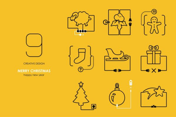 圣诞节扁平化图标 Christmas: connection flat design