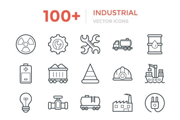 100+工业矢量图标素材 100+ Industrial Vector Icons