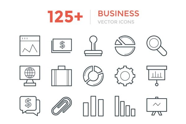 125+商业企业矢量图标素材 125+ Business Vector Icons