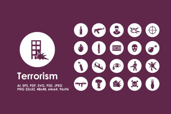 反恐反恐怖主义主题系列图标精选 Terrorism icons