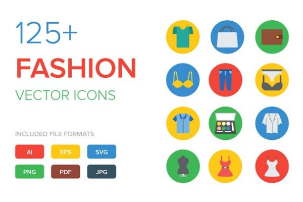 125+枚时尚主题矢量图标素材 125+ Fashion Vector Icons