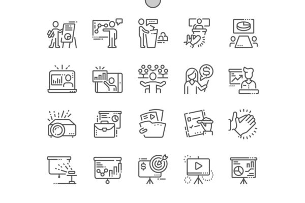 企业商业幻灯片演示文稿专用图标集合精选 Business Presentation Line Icons