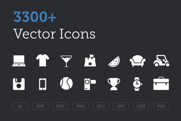 3300+矢量系列图标合集精选 3300+ Vector Icons Bundle