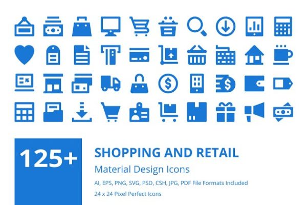 125+购物和零售主题系列图标精选集合精选 125+ Shopping and Retail Icons Set