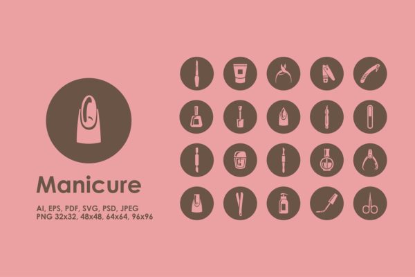 修甲美甲主题系列图标精选 Manicure simple icons