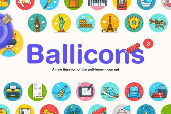 250枚创意多彩系列图标合集精选 Ballicons 3 Icon Pack