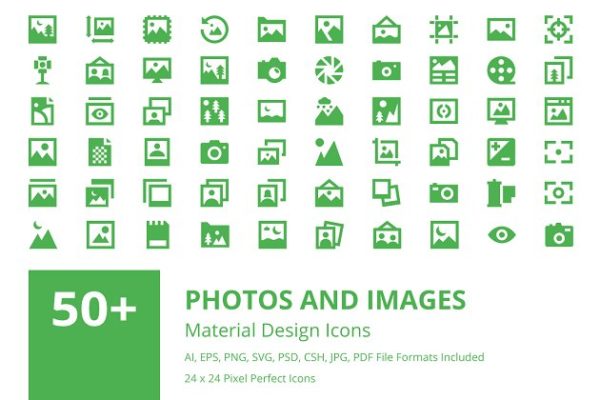 50+照片和图像主题系列图标精选 50+ Photos and Images Material Icons