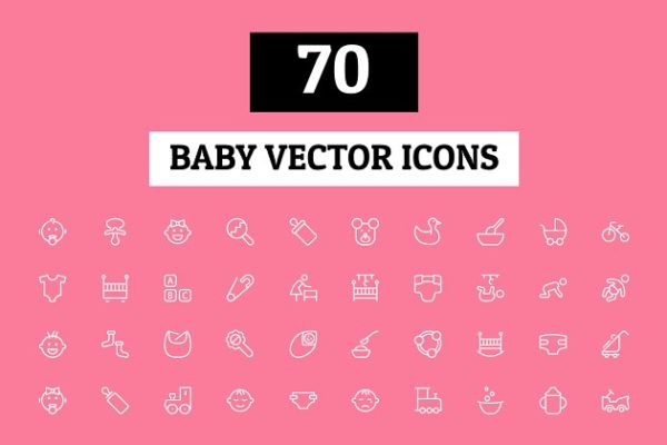 70枚婴儿育儿主题矢量图标素材 70 Baby Vector Icons