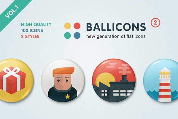 时尚可爱的圆形徽章ICON图标集合精选合