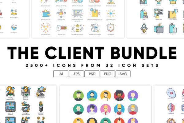 2500+枚32个分类综合系列图标合集精选 The Client Bundle 2,500+ Icons