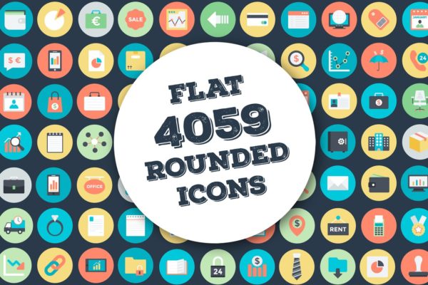 4059扁平化风格枚圆形矢量图标素材 4059 Flat Rounded Vector Icons