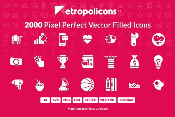 2000枚完美像素填充图标 2000 Filled Icons Set Metropolicons