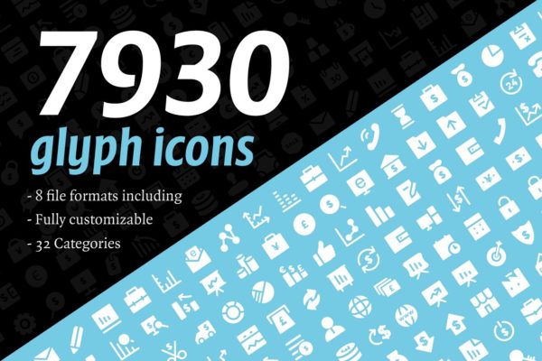 7930枚字形图标大礼包 7930 Glyph Icons