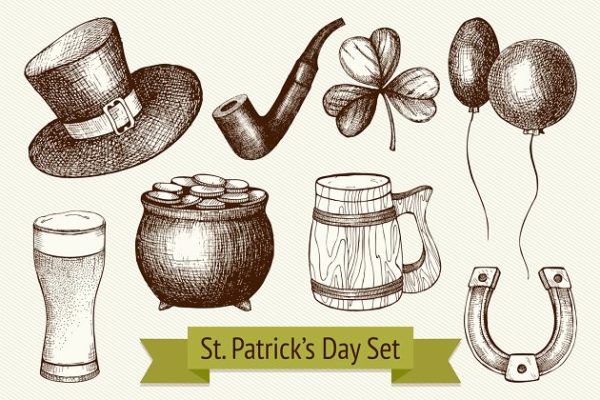 矢量圣帕特里克日图标集合精选 Vector St. Patrick’s Day Icons Set