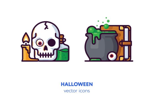 万圣节主题手绘矢量图标素材2 Halloween icons[AI, EPS, SVG]