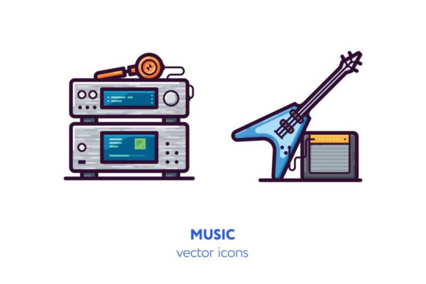 音乐主题手绘矢量图标素材 Music icons[AI, EPS, SVG]