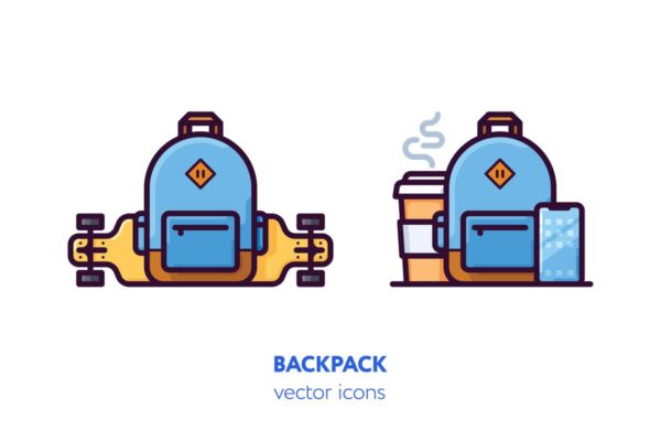 背包手绘矢量图标素材 Backpack icons[AI, EPS, SVG]