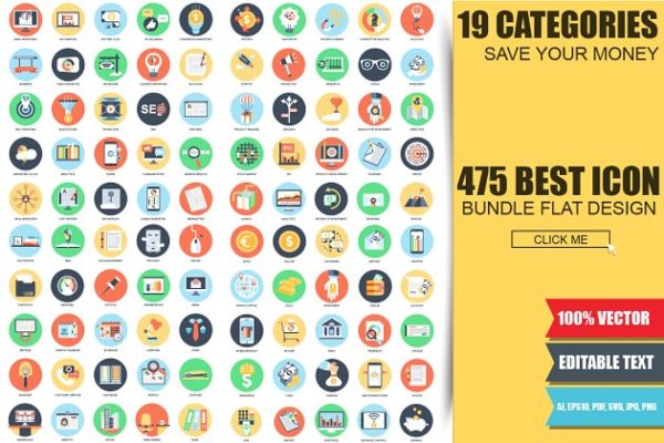 扁平风格概念系列图标合集精选 Flat Icons Concepts