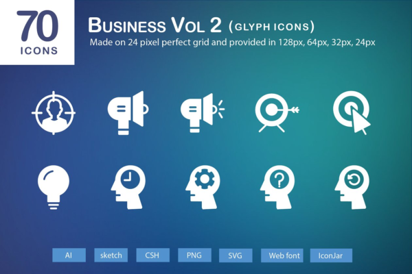 70款企业商务项目主题系列图标精选 70 Business Vol 2 Glyph Icons