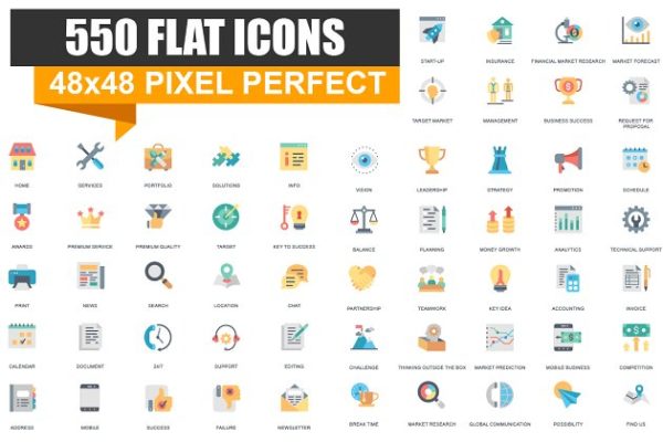 企业商务主题扁平风系列图标合集精选 Flat Icons Pack