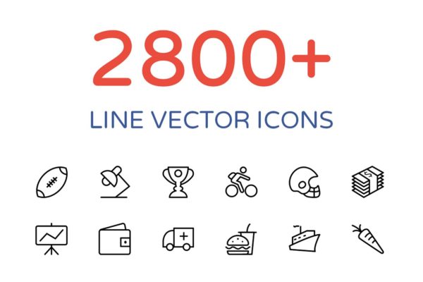 2800+不同领域的线条矢量图标素材 2800+ Line Vector Icons Bundle