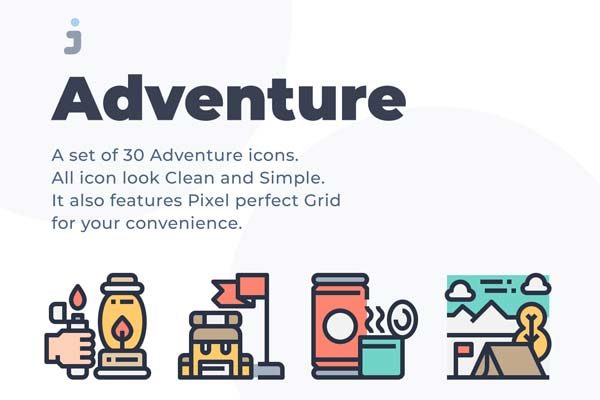 有趣的户外冒险图标系列套装精选[Ai]