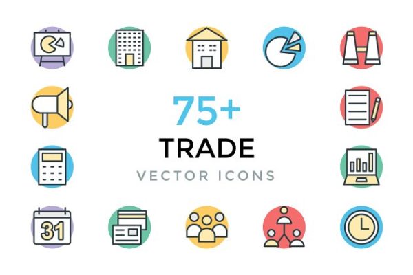 75+交易市场贸易主题矢量图标素材 75+ Trade Vector Icons