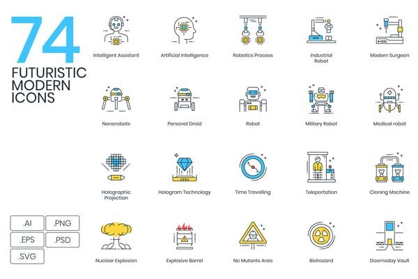 未来科技主义图标系列套装精选[Ai]