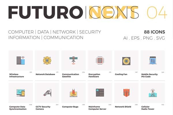 未来风格信息技术科技图标系列套装精选[Ai]