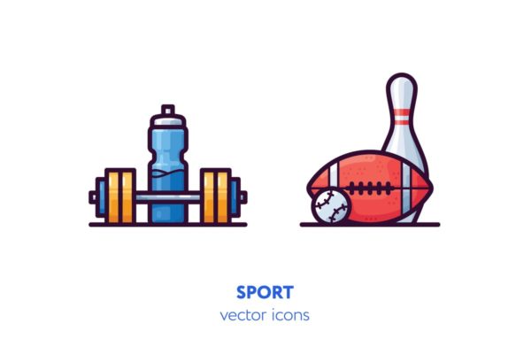 体育运动主题手绘矢量图标素材 Sport icons[AI, EPS, SVG]