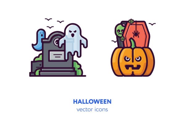 万圣节主题手绘矢量图标素材1 Halloween icons[AI, EPS, SVG]