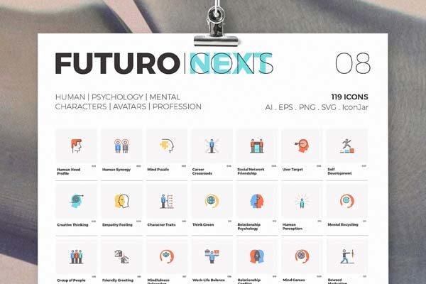 未来人类科技概念图标系列套装精选[Ai]
