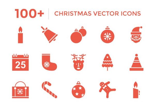 100+圣诞节日装饰矢量图标素材 100+ Christmas Vector Icons