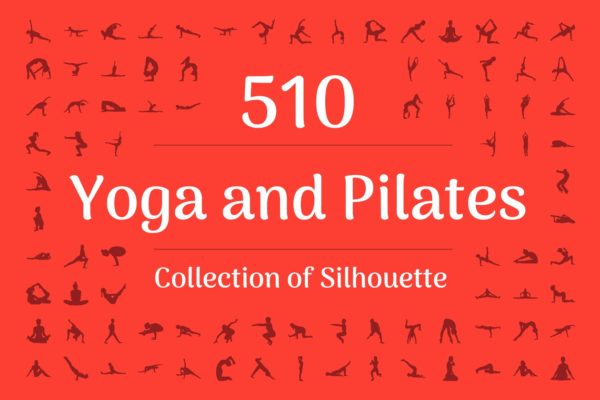 510枚瑜伽和普拉提运动动作图标 510 Yoga and Pilates Silhouette
