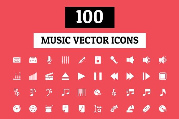 100枚音乐主题系列图标精选 100 Music Vector Icons