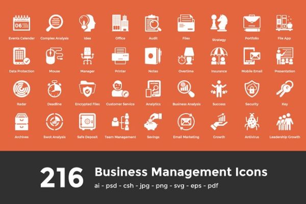 216枚企业管理主题系列图标精选 216 Business Management Icons
