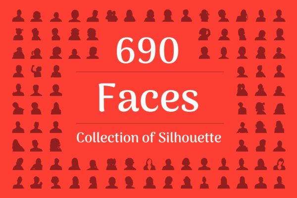 690枚形形色色人物剪影图标 690 Face Silhouette