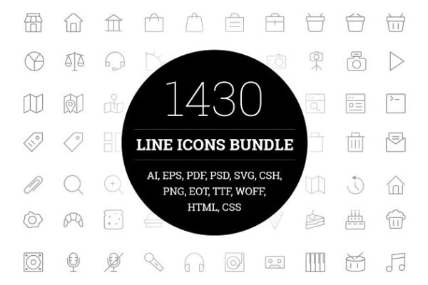 1430枚线条系列图标合集精选[全格式支持] 1430 Line Icons Bundle