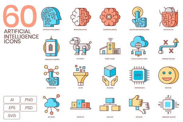 第一素材下午茶：AI人工智能创意高清实用图标精选[Ai,PSD]