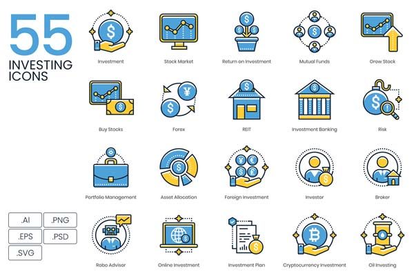第一素材下午茶：投资行业矢量高清实用图标精选