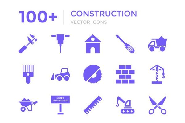100+建筑主题矢量图标素材 100+ Construction Vector Icons