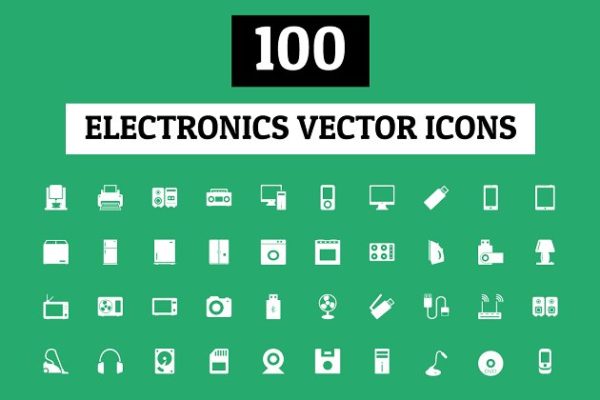 100枚电子设备矢量图标素材 100 Electronics Vector Icons